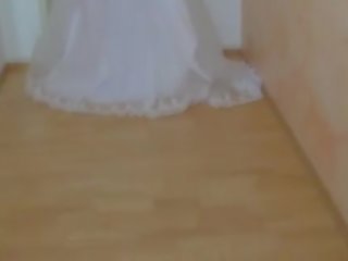 女学生 在 她的 婚礼 连衣裙 性交 硬