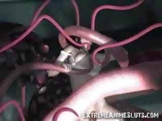 3d 年轻 女 销毁 由 外侨 tentacles!